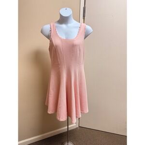 Tommy Hilfiger Pink Textured Scalloped Neck Sleeveless Fit Flare Dress Women's